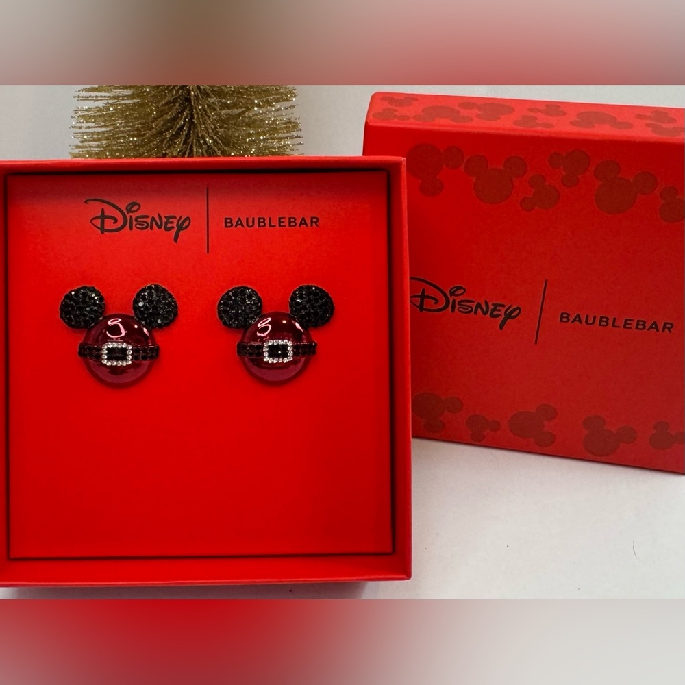 Disney x BaubleBar Santa Mickey Mouse Stud Earring